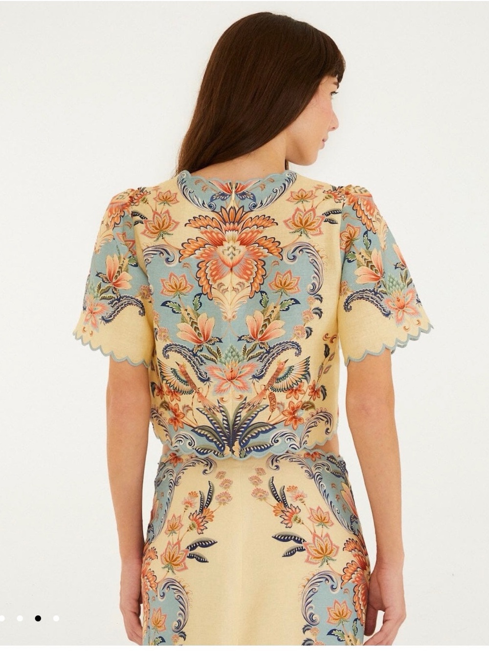 FARM Rio Butter Yellow Boho Beauty Top Size Large - Picture 4 of 9
